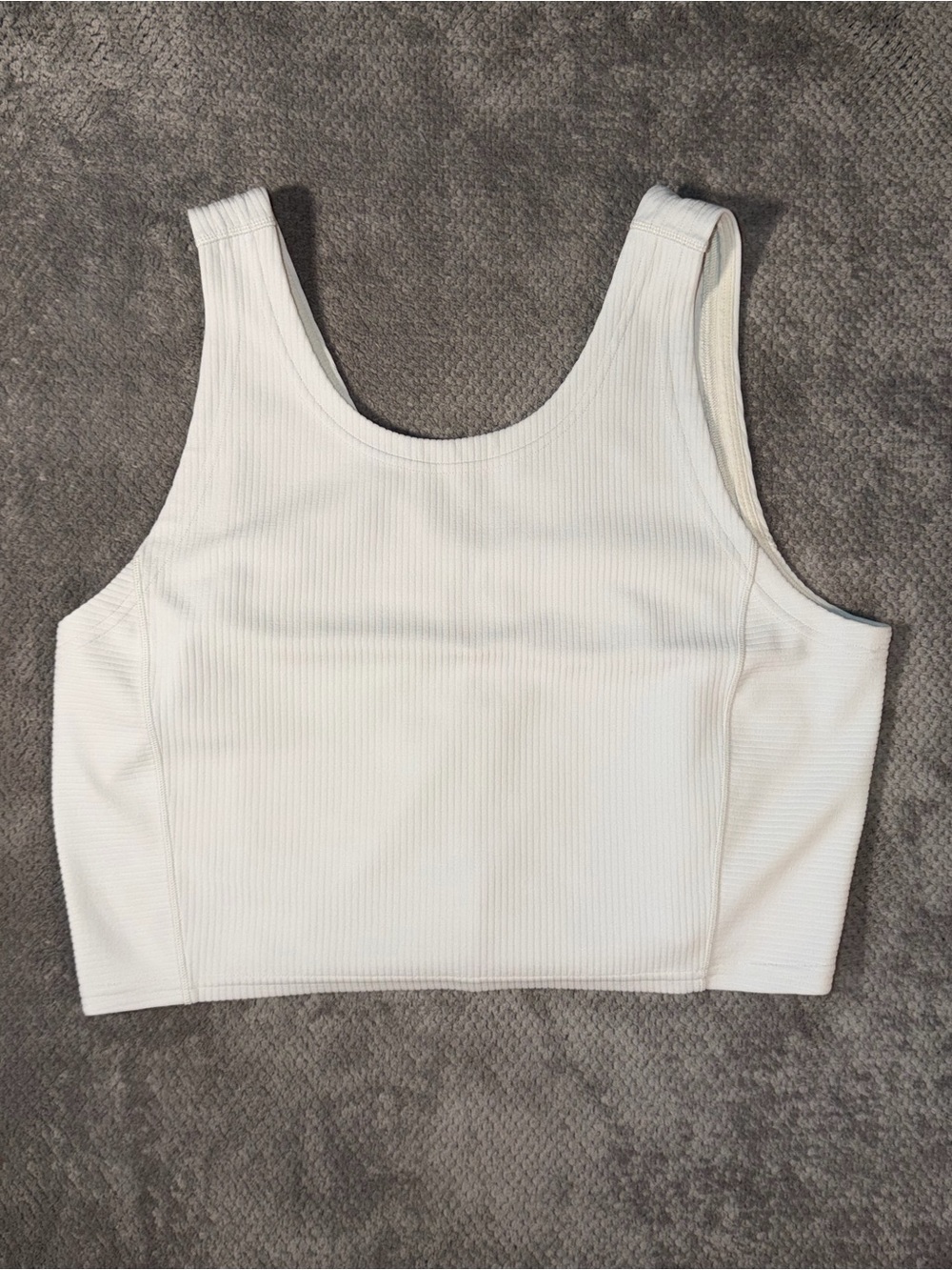 Lululemon Softstream Size 12 White Ribbed Crop Tank Top Scoop V Neck Reversible